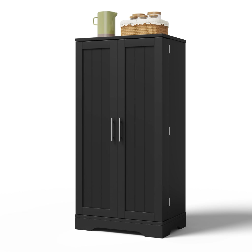 Armadio da cucina moderno 120x60x40 cm in MDF, mobile freestanding con LED sensor e ripiani regolabili, nero