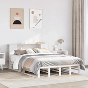 Letto Libreria senza Materasso-Struttura Letto con contenitore Bianco 140x200 cm Legno Massello 947058