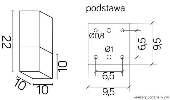 Plafoniera esterna spot SU-MA Cube nera E27 IP44 22x10cm