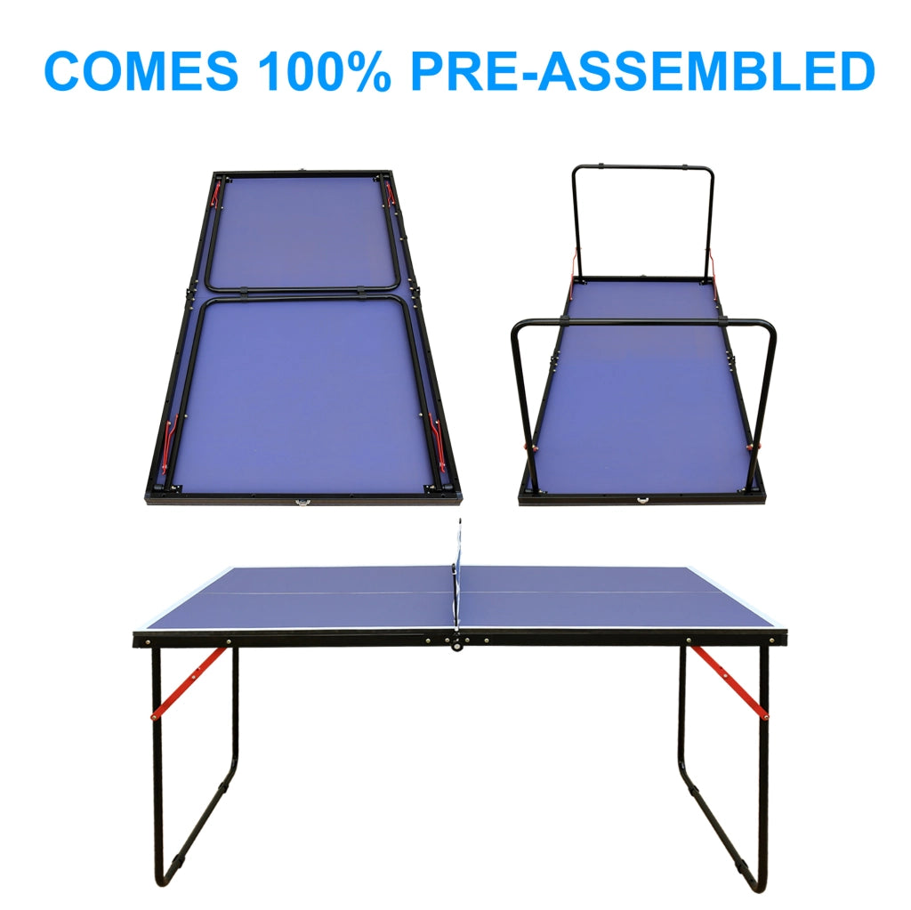 Tavolo da ping pong pieghevole 137，17x76，2 cm MDF blu per interno ed esterno con rete