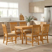 Set da pranzo 7 pz Beige Legno di Quercia Massello 3430257