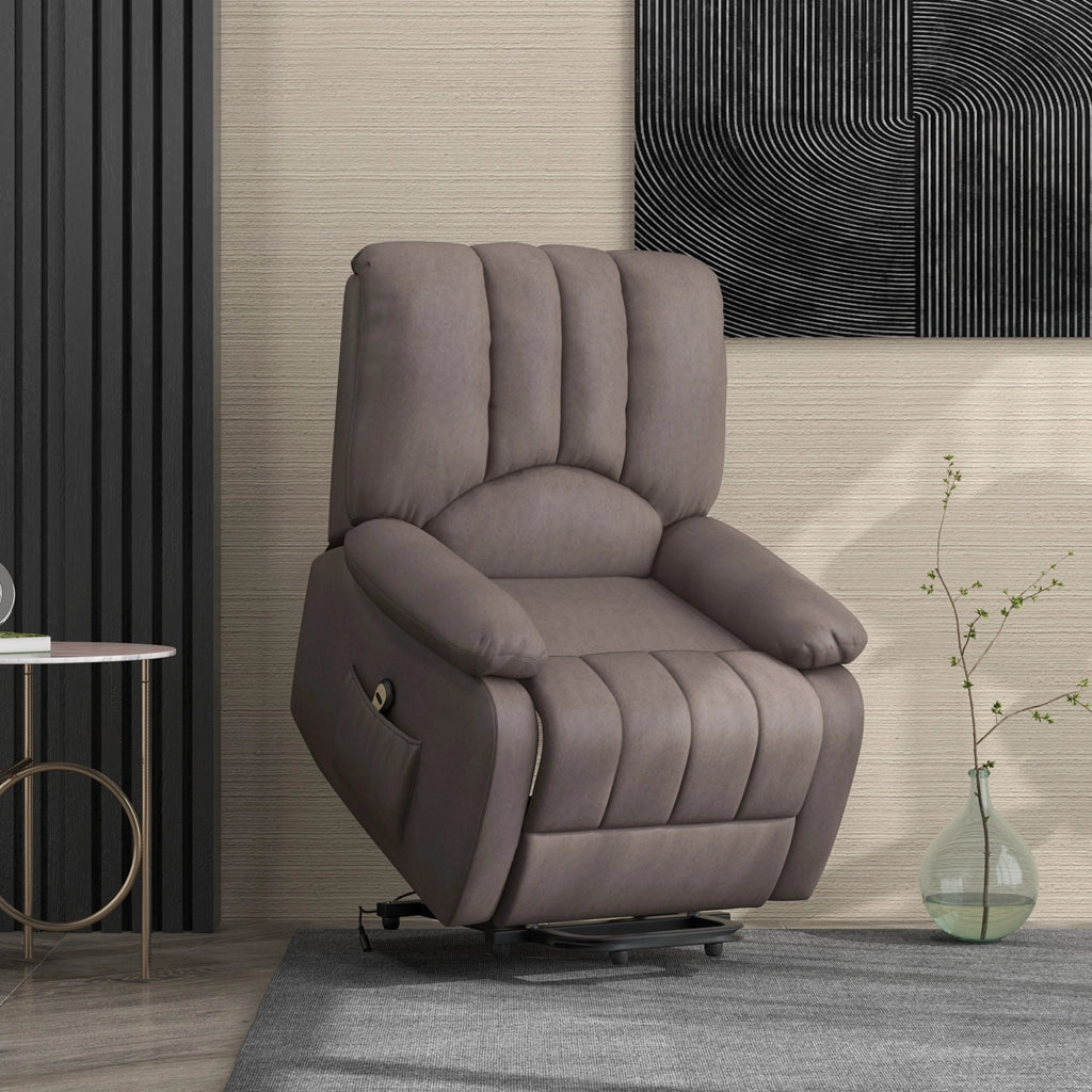 Poltrona relax reclinabile elettrica con poggiapiedi e telecomando ¨C zephmum ¨C 86x92x102 cm grigio