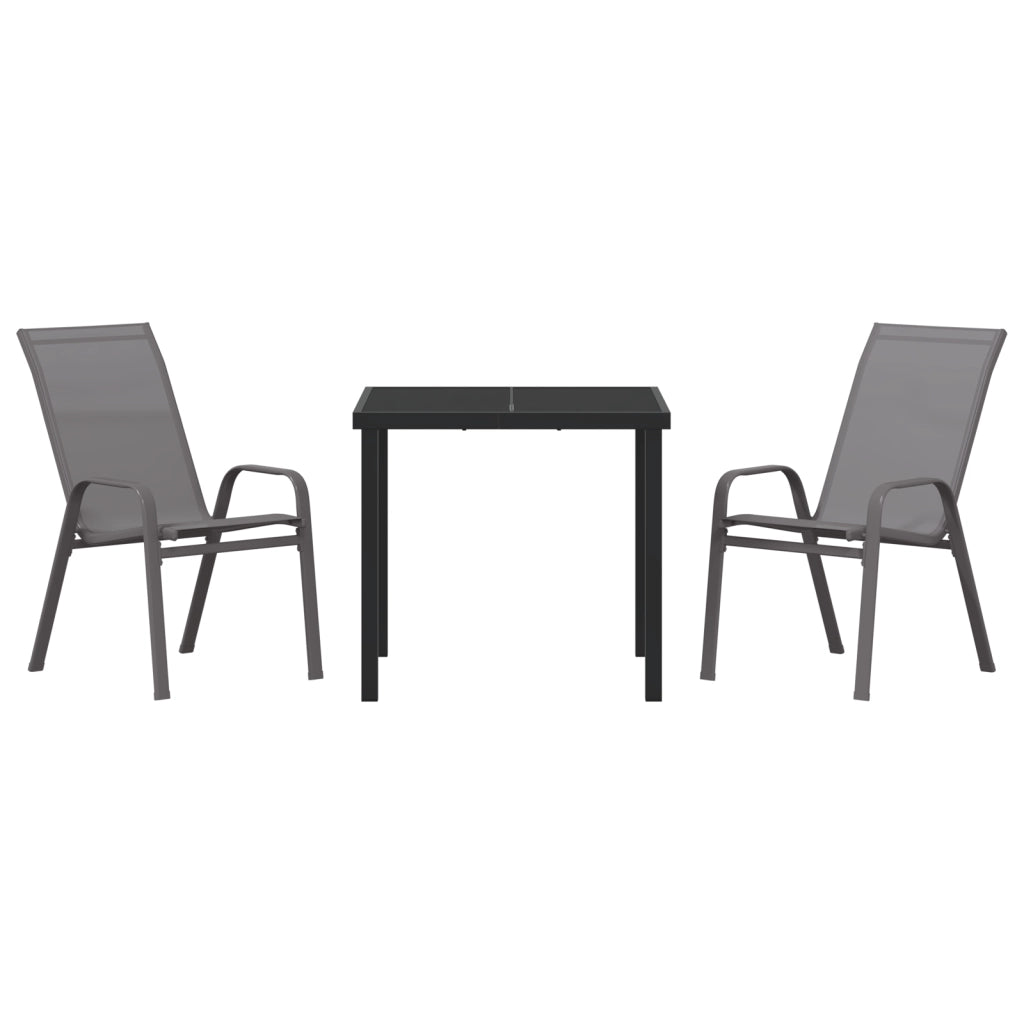 Set pranzo giardino  3 pezzi grigio Textilene e acciaio