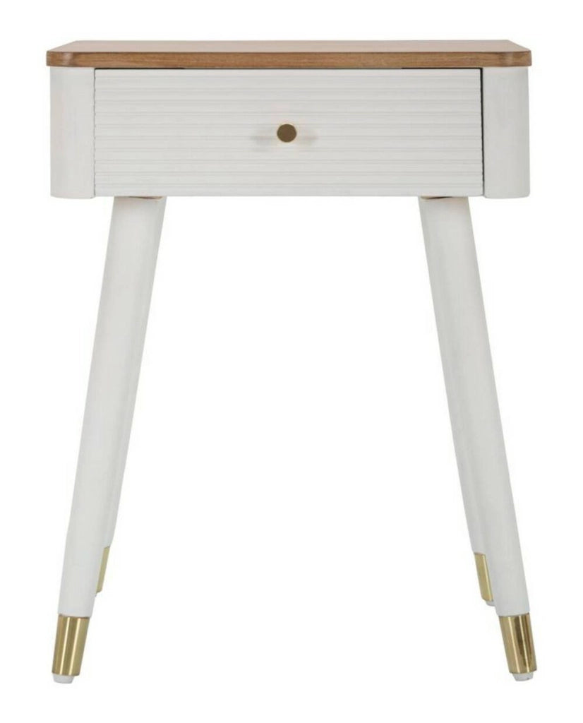 Tavolino da salotto Fridal, Tavolo basso da caffè, Portariviste per divano, Ripiano da soggiorno, 45x32 h62 cm, Bianco e Marrone