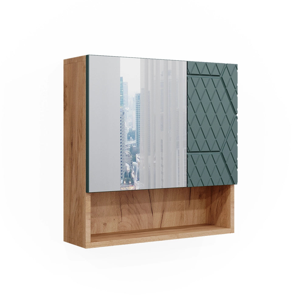 Vicco Specchio contenitore bagno Quercia verde/oro 54 x 55 cm