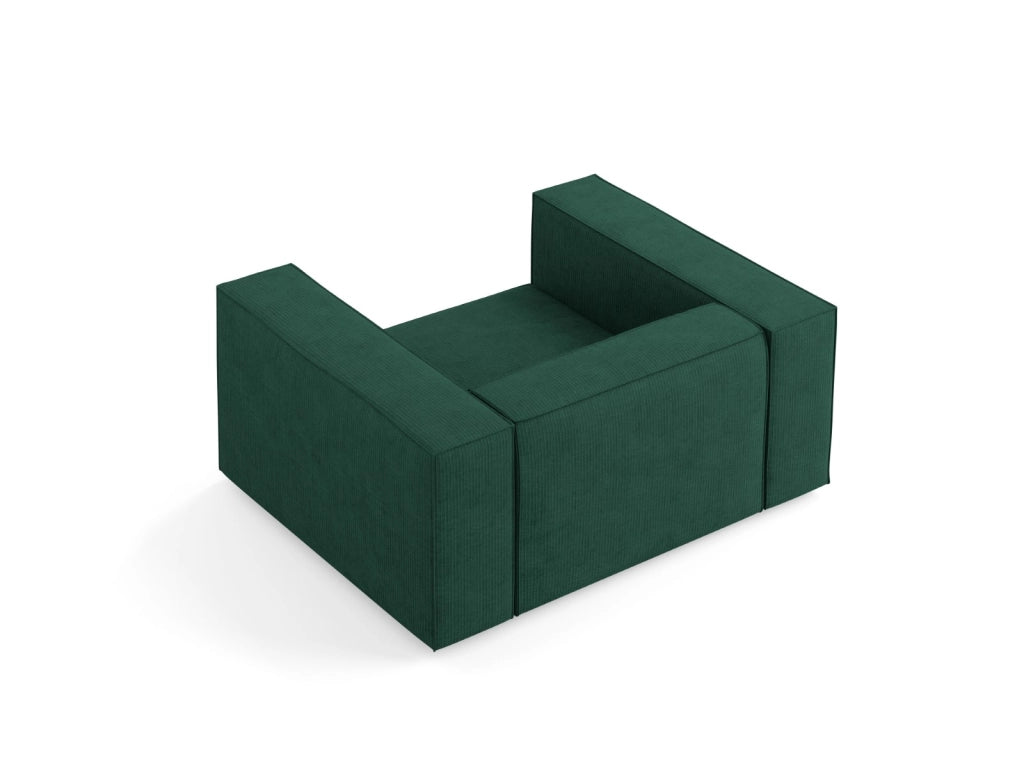 Cosmopolitan Design - Poltrona "Arendal" in ciniglia con effetto a coste verde bottiglia 