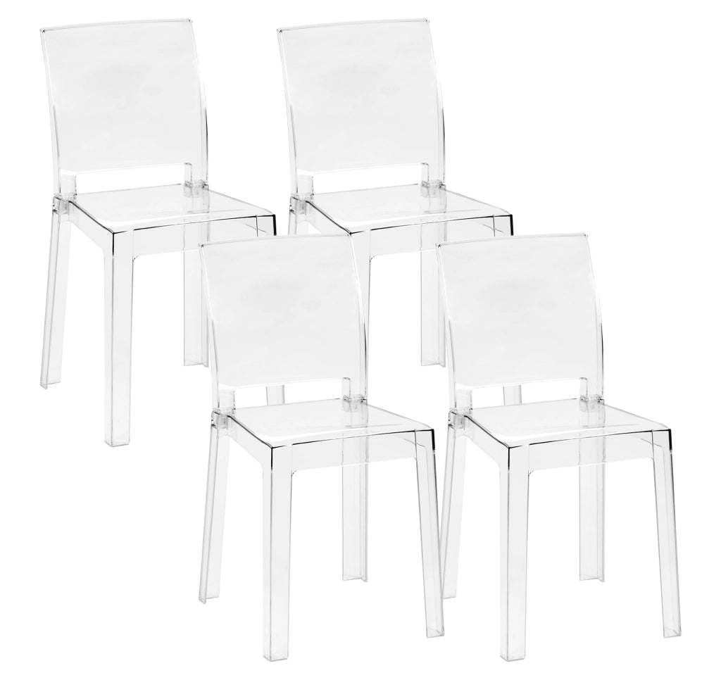 Set Di 4 Sedie Cucina In Policarbonato Trasparenti Seduta Ergonomica Schienale Curvato Sedia Trasparente Casa Cucina Sala Bar Ristoranti Matrimoni Eventi Solide Resistenti Design Moderno