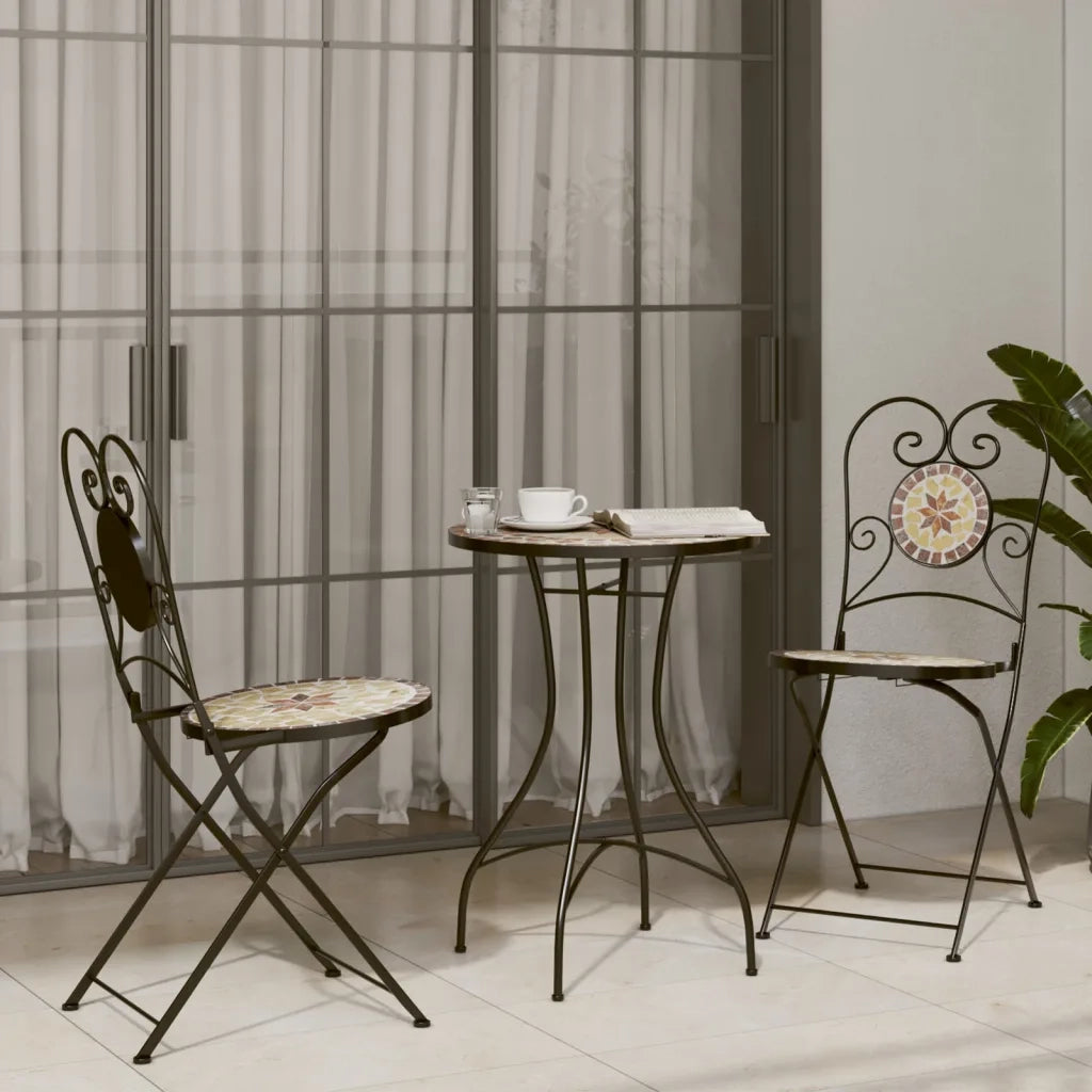Sedie da BistrÃ² Pieghevoli 2 pz Terracotta e Bianco in Ceramica