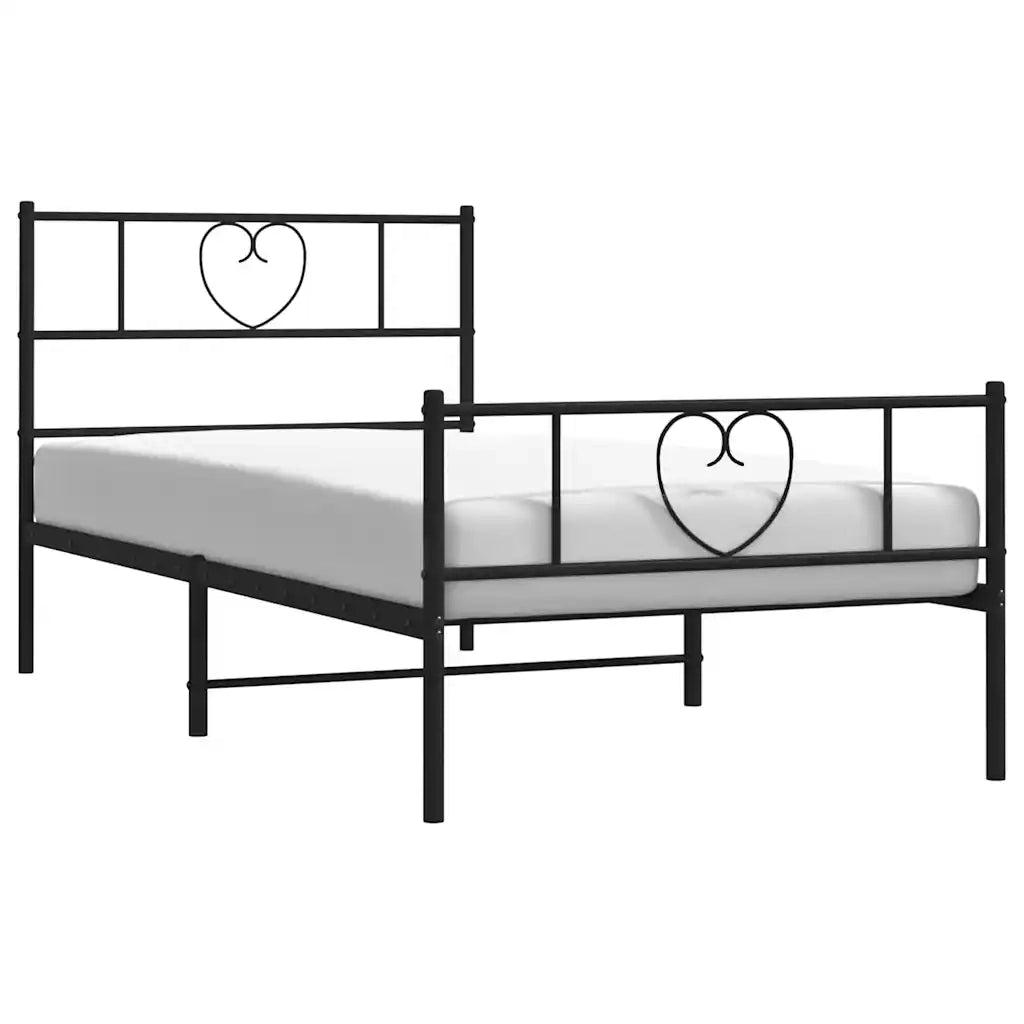 Giroletto con Testiera e Pediera Metallo Nero 100x200 cmcod mxl 78804