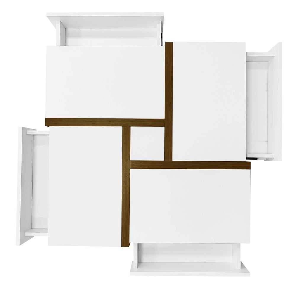 Tavolino da Caff¨¨ Lucido con Cassetti ¨C MINIMAL ¨C Bianco, 78x78x34,8 cm