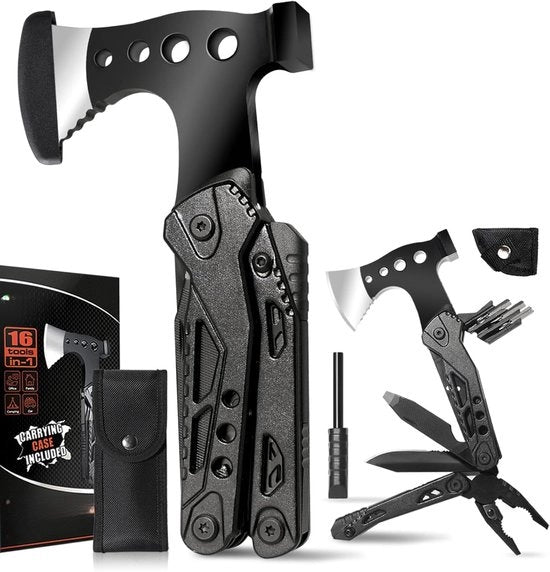 Multitool per Campeggio 15 in 1 - Martello Multifunzione Ripiegabile per Emergenze - Accessori per il Campeggio - Regali per Papà - Regali di Compleanno per Uomini - Regali di Natale - Regali per il Giorno del Padre