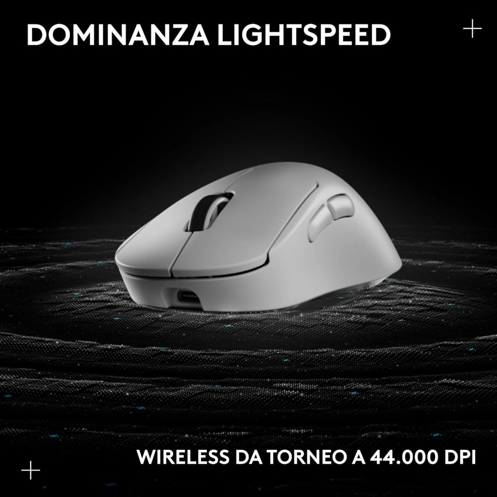 Logitech G PRO X SUPERLIGHT 2 DEX wireless gaming mouse, 60g pro-grade right-handed mouse with 5 programmable buttons, USB-C charging, 44k DPI sensor, up to 8 kHz polling for PC/Mac - Bianco