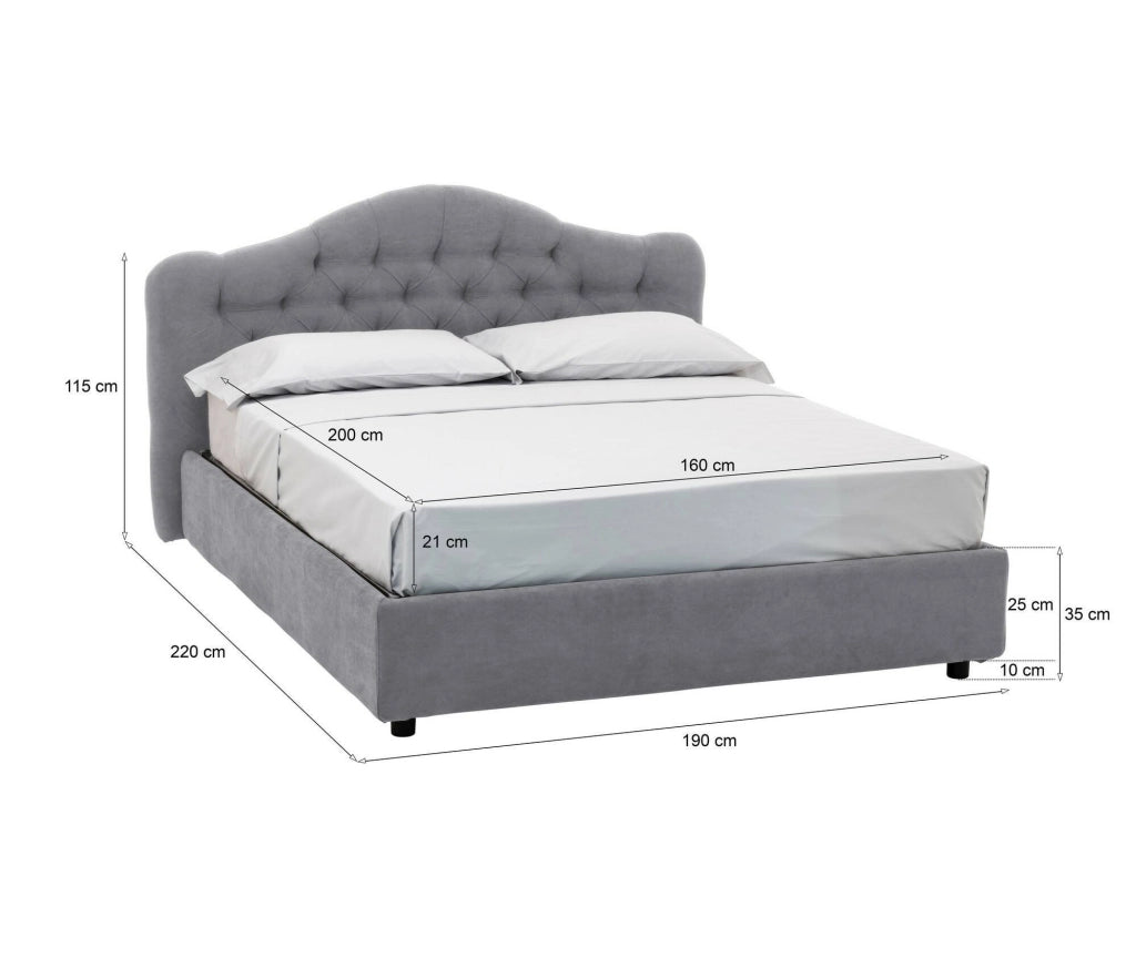 Letto Matrimoniale Alfer, Letto Matrimoniale Materasso Incluso Made in Italy, Grigio