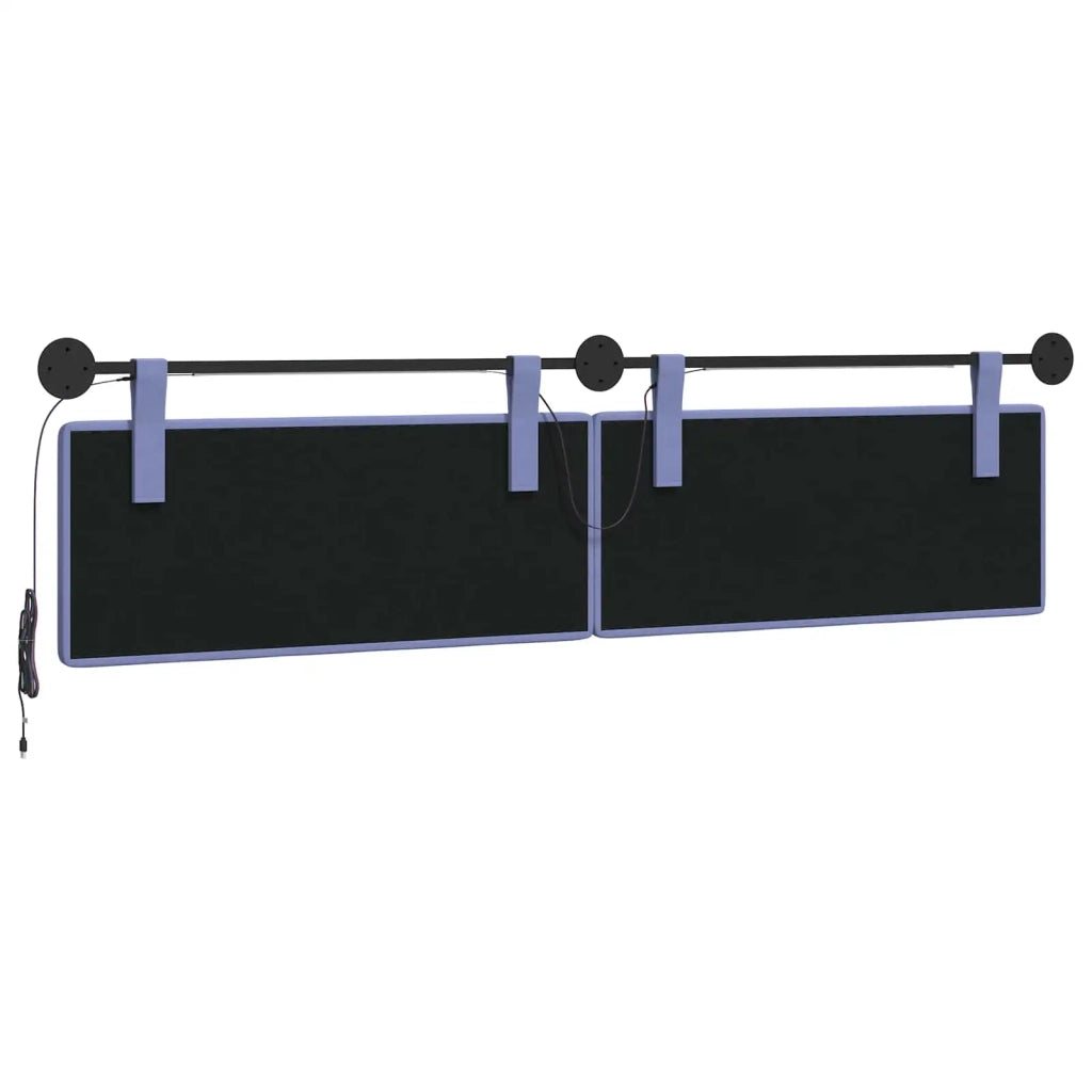 Testiera sospesa Con luce LED Blu jeans Tessuto