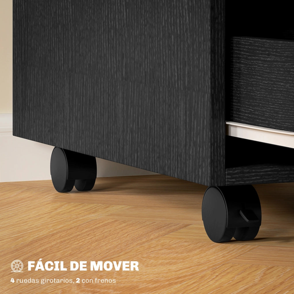 Cassettiera con Ruote 3 Cassetti ¨C zephmum ¨C 40x50x57.5 cm Nero