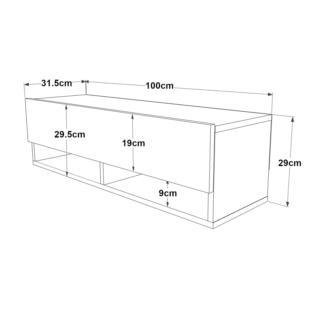 Mobile TV con anta 29,5 x 100 x 31,5 cm effetto rovere rustico/bianco 03_0007780