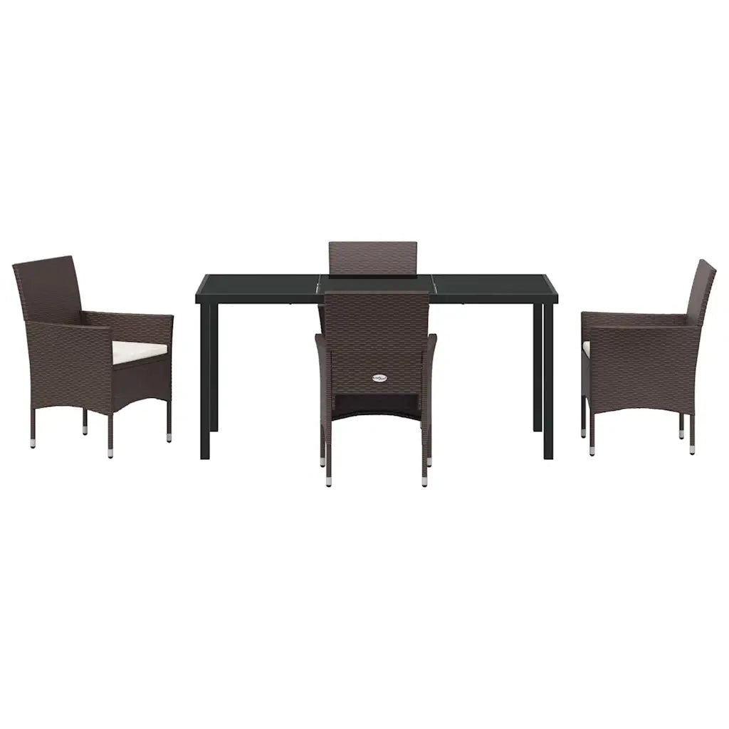 Set da Pranzo per Giardino con cuscino 5 pcs Marrone polyrattan 3379747