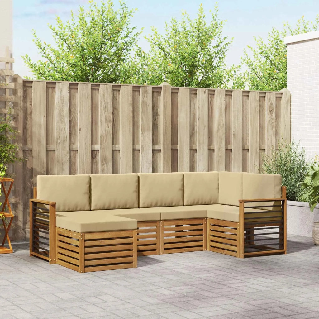 Set divano sezionale con cuscino 6 pcs Naturale e Beige