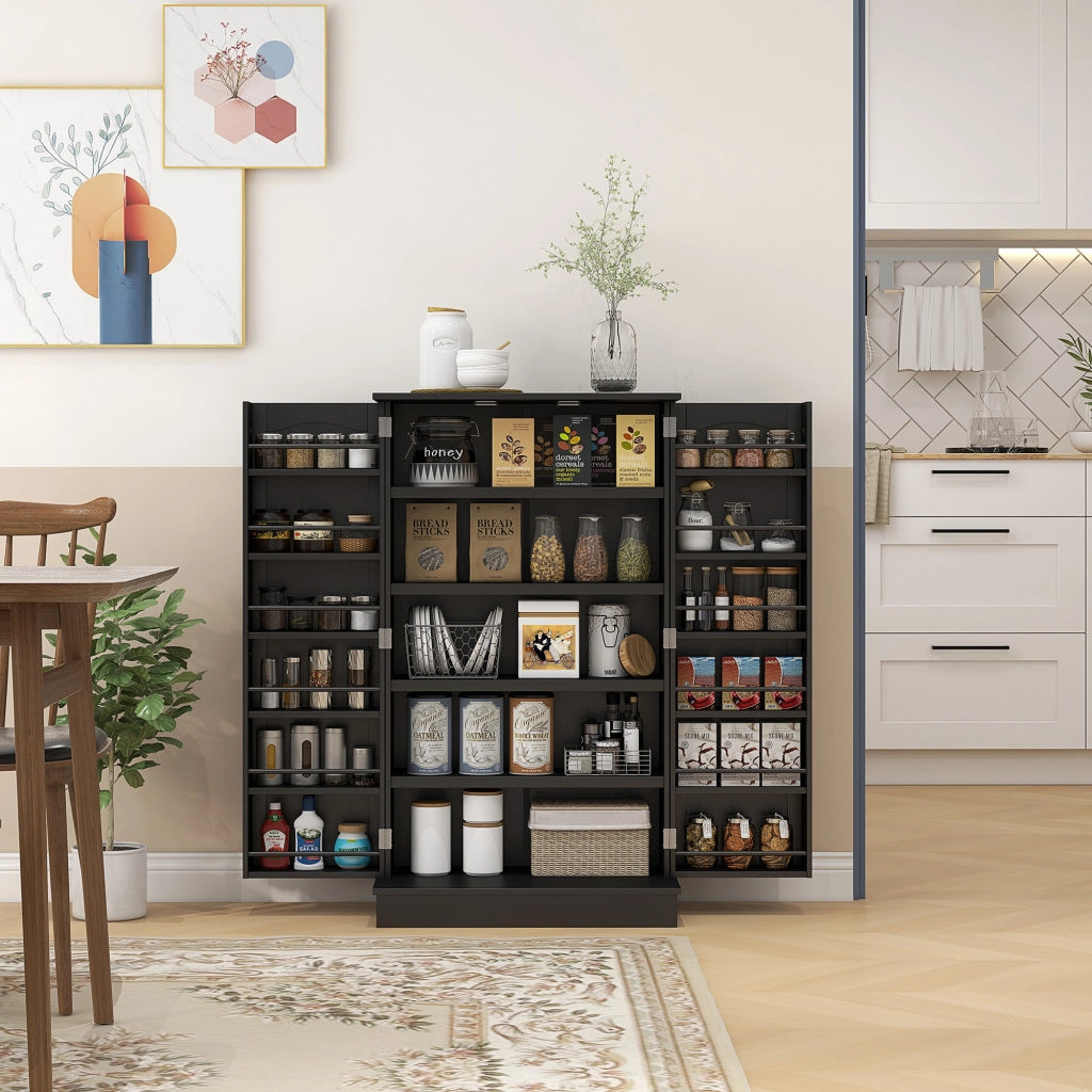 Armadio Dispensa Multiuso ¨C Xylo ¨C 2 Ante 16 Ripiani Nero 60x30x104cm