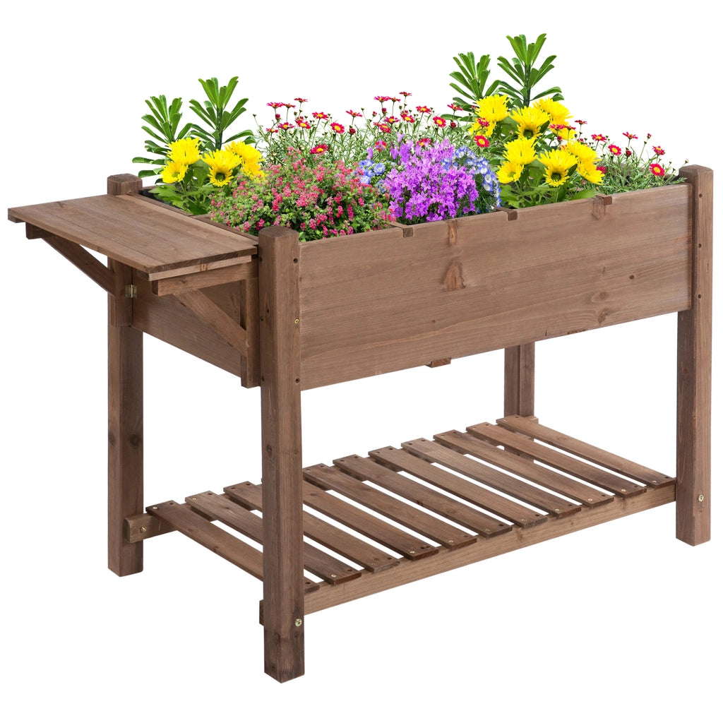 Letto Rialzato in Legno con Ripiano Pieghevole e Mensola ¨C Zephmum ¨C 123x54x80
