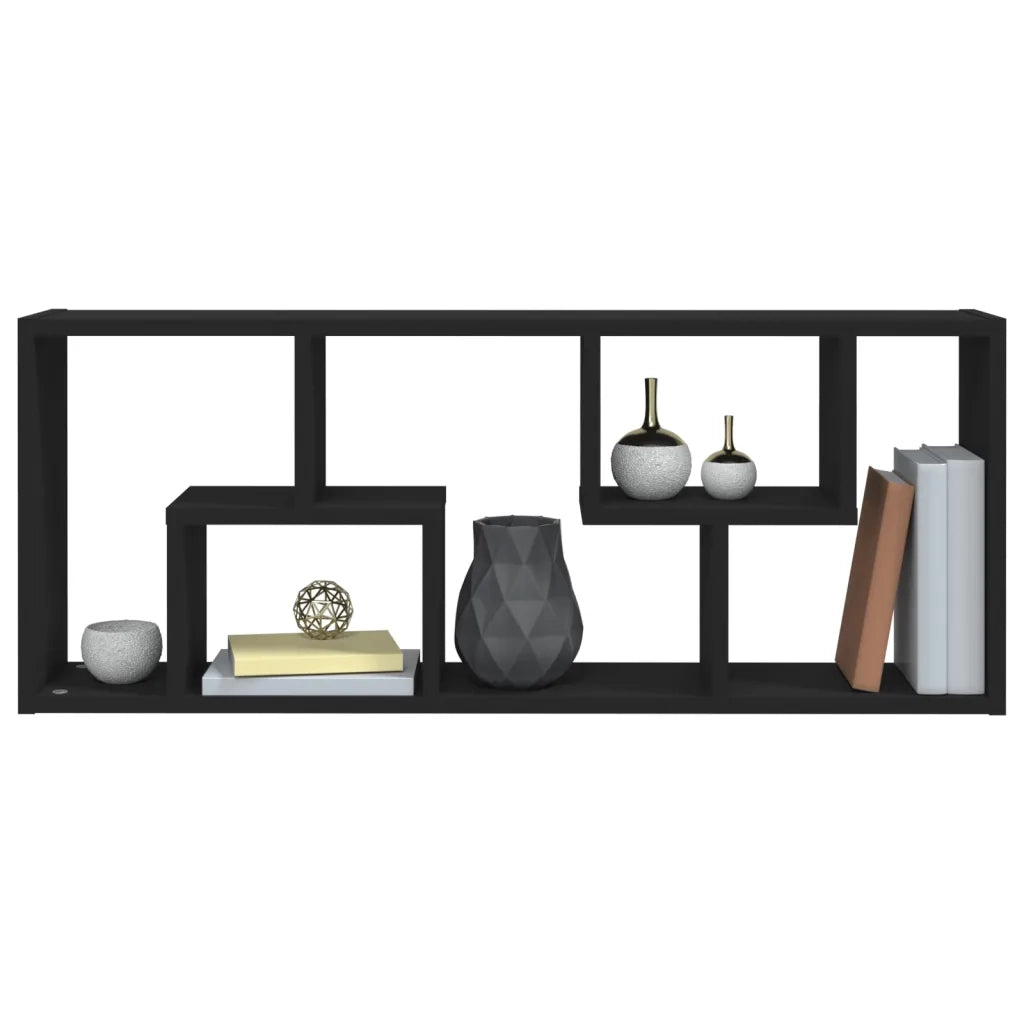 Scaffale a Parete Nero 36x16x90 cm in Legno Multistrato 803012