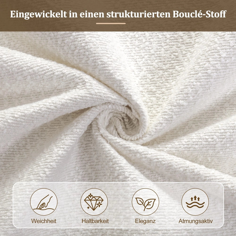 Letto Imbottito Contenitore 90x200 con USB e Luce di Lettura ¨C Xylo ¨C Beige Boucl¨¦