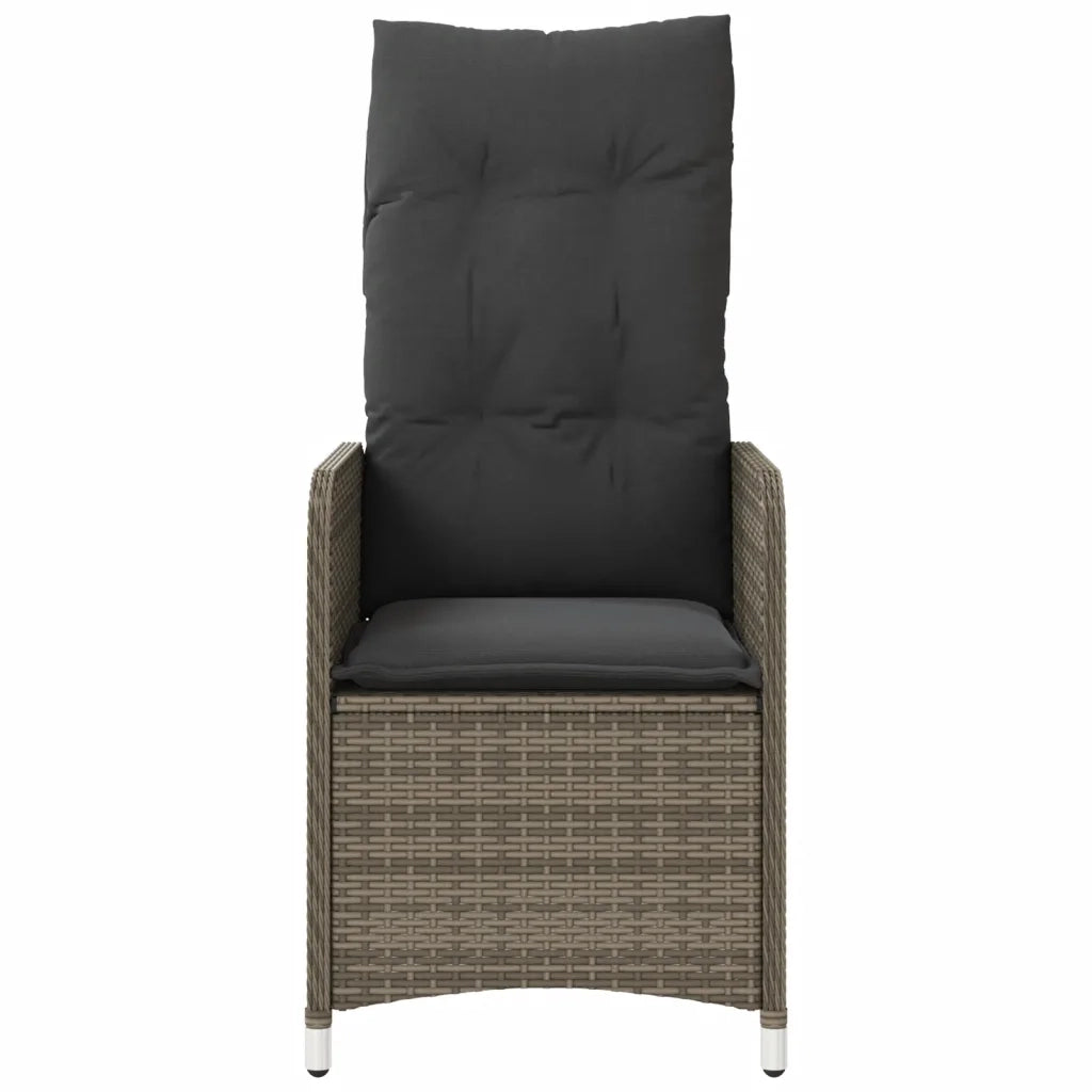 Sedia Reclinabile da Giardino con Cuscini Grigia in Polyrattan 365682