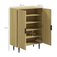 Scarpiera Salvaspazio per 15 Paia di Scarpe con 4 Ripiani Regolabili, 80x38x110cm, Rovere