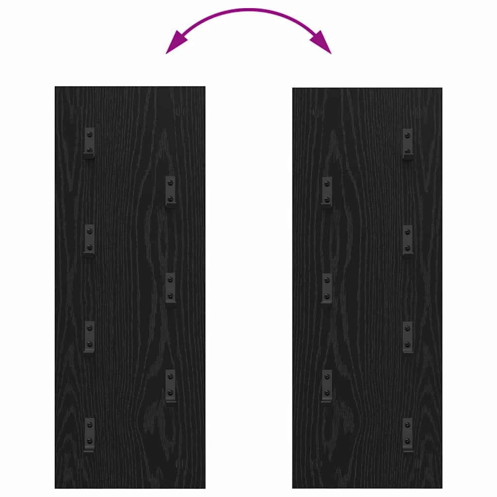 Appendiabiti a muro Rovere Nero 30 x 1,5 x 80 cm 874468