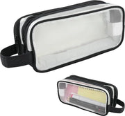 Etui trasparente con 2 compartimenti - per matite e strumenti da disegno - attrezzature per la scuola d'arte - nero - stile semplice Etui per ragazzi
