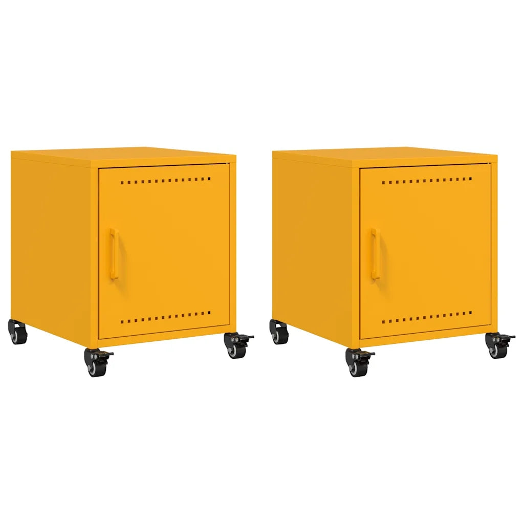 vidaXL Comodini 2 pz Giallo Senape 36x39x43,5 cm in Acciaio