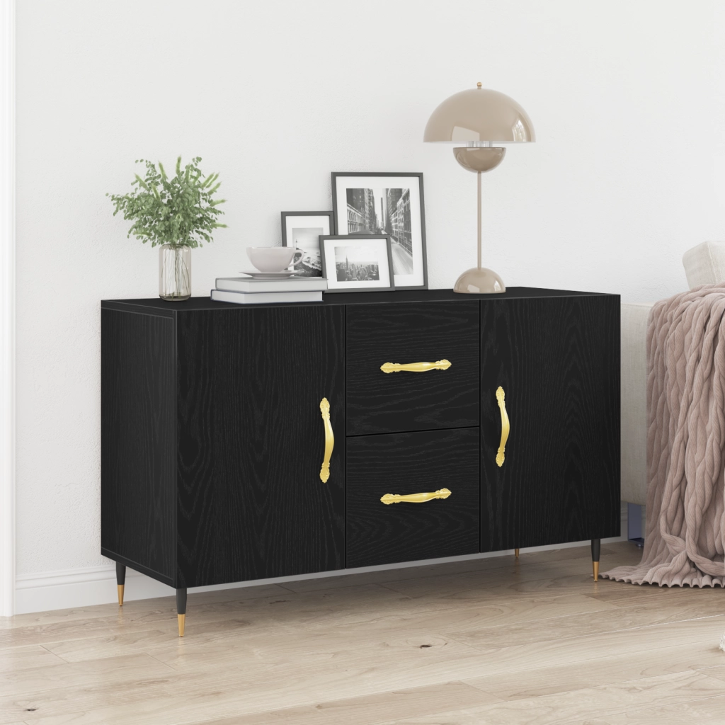 sideboard  Nero Rovere 100x36x60 cm Legno ingegnerizzato