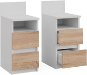 Comodino Monty, Bianco/Sonoma, 25 x 59.1 cm Set di 2