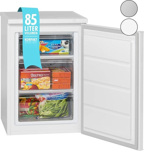 Mini Frigorifero 85 Litri - Con 3 Comparti Congelamento e Scatola per Gelato - Regolazione di Temperatura Senza Porta - Efficenza Energetica e Silenzioso