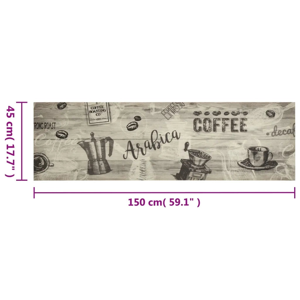 Tappeto da Cucina Lavabile Grigio CaffÃ¨ 45x150 cm in Velluto