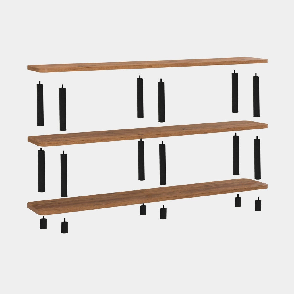 Biblioteca Thuja, Libreria 3 Ripiani, 180x35x75h cm Nero