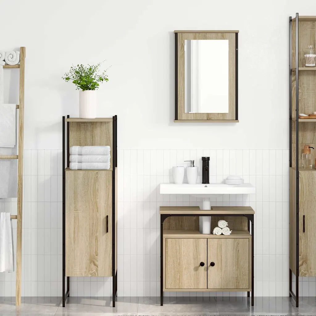 Set di mobili per il bagno 3 pcs Marrone Legno multistrato