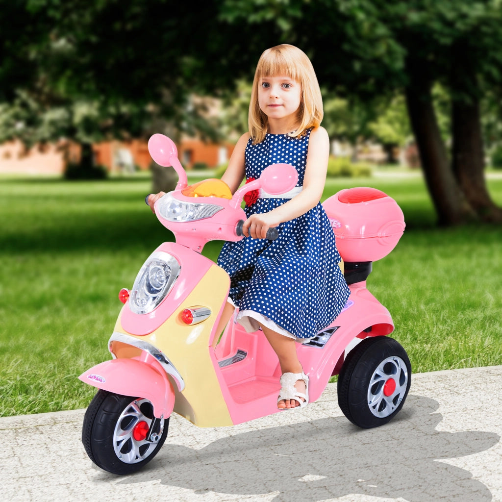 Scooter Elettrico per Bambini 3 Anni ¨C Zephmum ¨C Rosa/Bianco 108x51x75 cm
