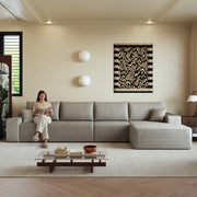 Divano angolare modulare con chaise longue ¨C Minimal ¨C velluto tortora 340cm