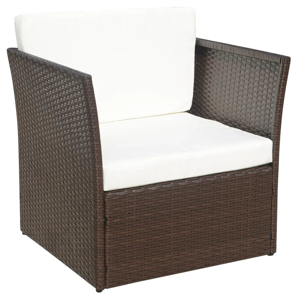 Sedia da Giardino con Poggiapiedi in Polyrattan Marrone 41980