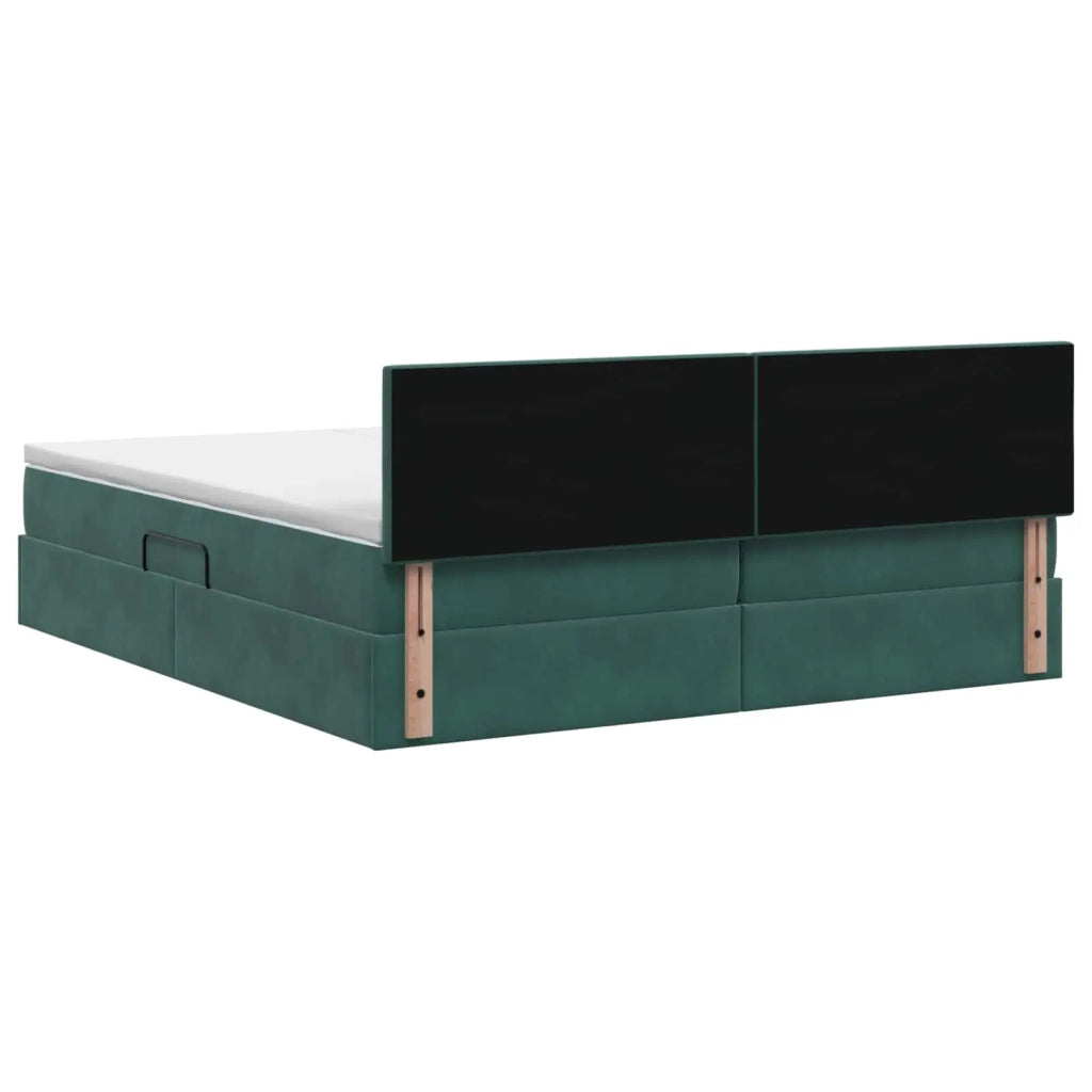 Letto con Contenitore con testiera 2 pz Verde Scuro 3458964