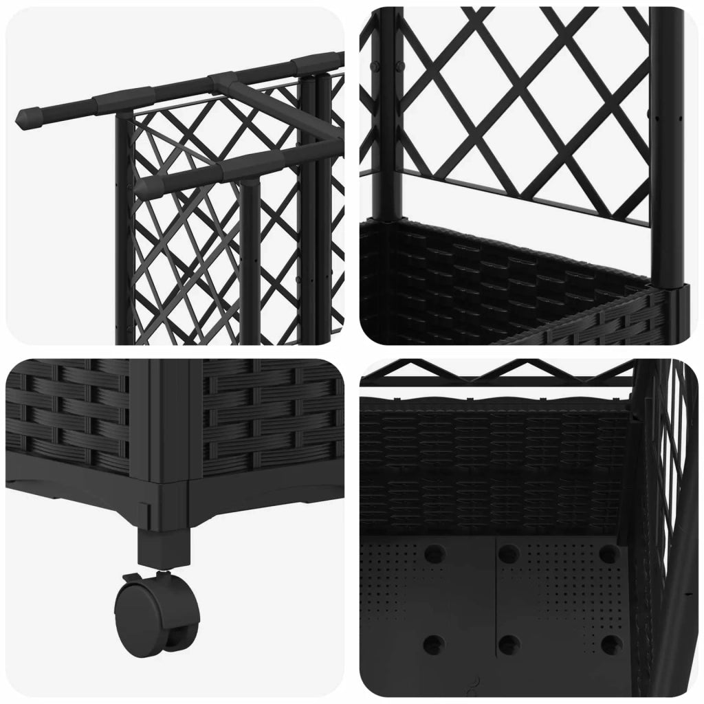 Letto Rialzato con Griglia e Tetto Nero 124 x 40 x 142 cm PP 3423038