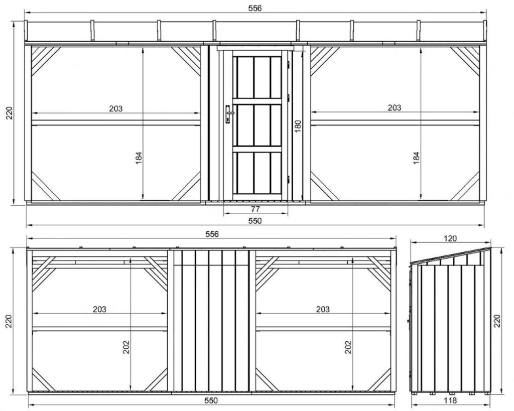 TIMBELA M986-CAVERN STEEL Legnaia Doppia con Ripostiglio 6,49 m²