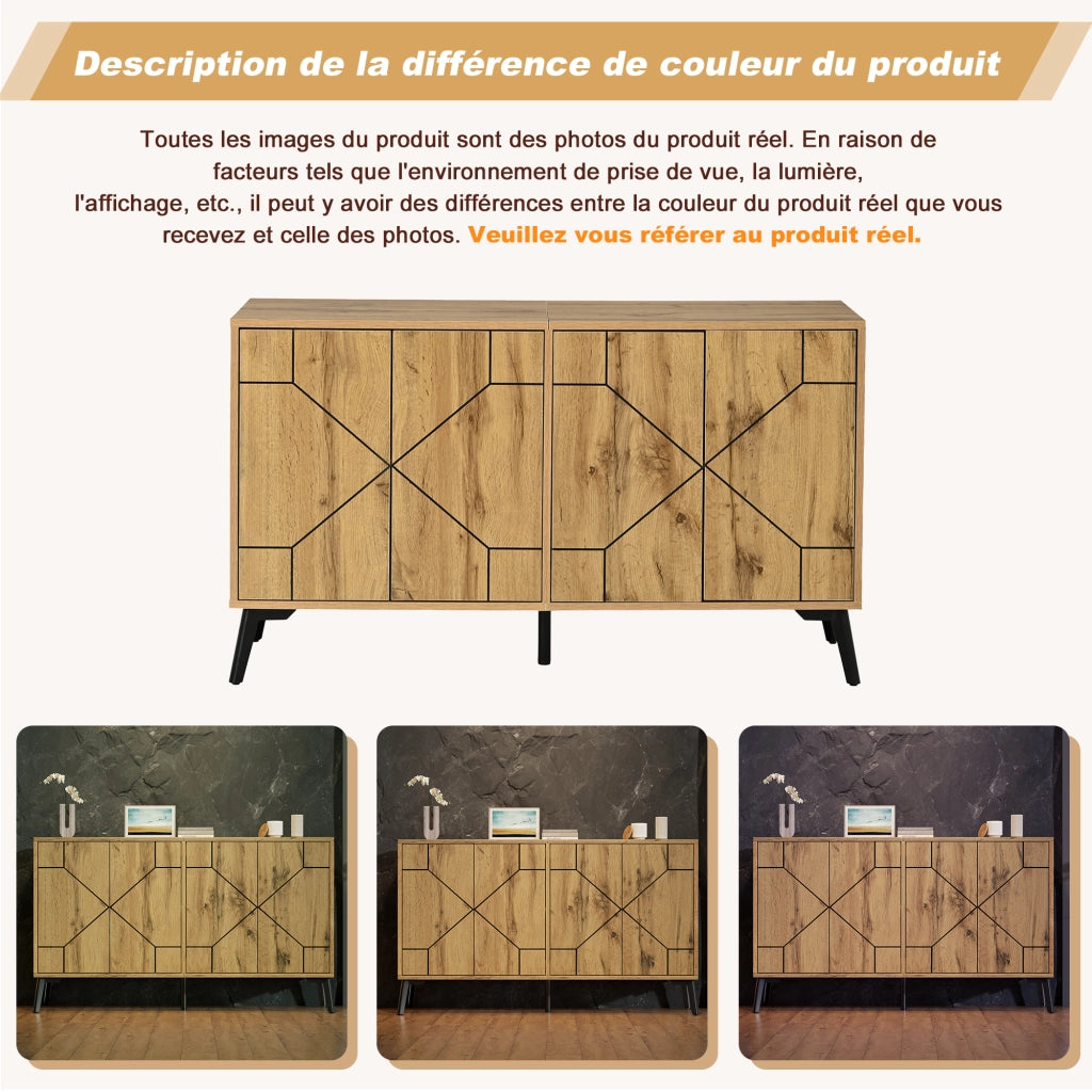 Credenza MDF 120 cm Mobile Buffet Legno a 4 Ante con Sistema Push Pull