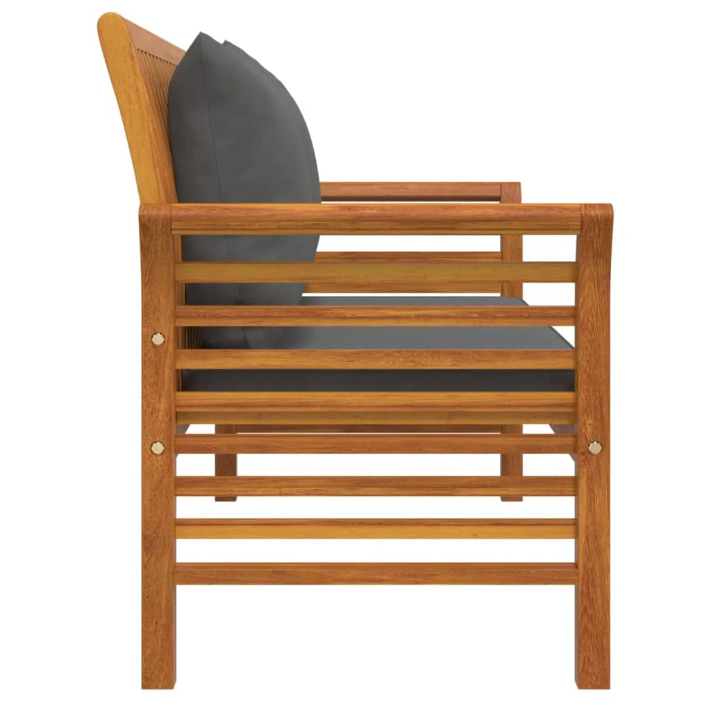 Panca da giardino mobili da esterno per patio divano da terrazza con cuscini 120 x 60 x 81 cm grigio scuro legno massello di acacia 02_0011139