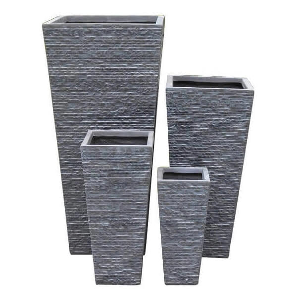 Set di 4 vasi da Giardino in Fibra di argilla cm 42x42x88 - MAXIMILIAN