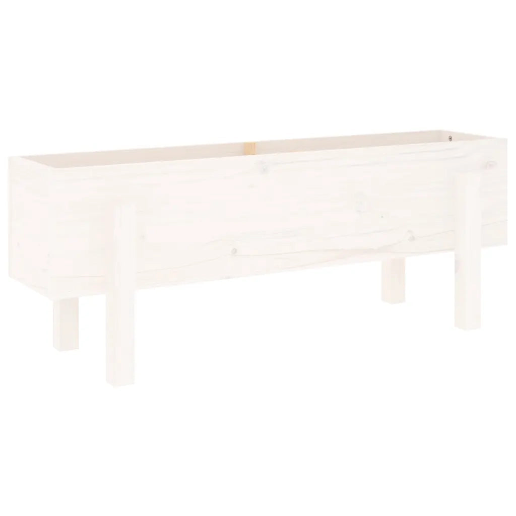 Fioriera Rialzata da Giardino Bianca 101x30x38 cm Massello Pino 825185