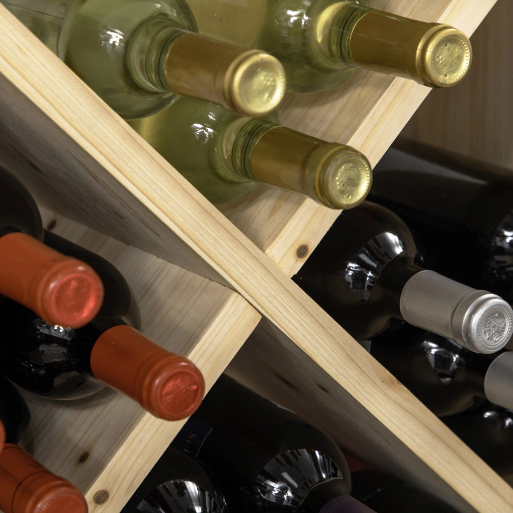 Mobiletto Portabottiglie per Vini e Liquori 24 Bottiglie ¨C Minimal ¨C Legno Naturale