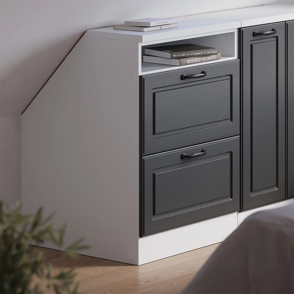 Mobile sottotetto Rion Antracite rustico/Bianco 60 x 83.8 cm con 2 cassetti, carcassa 60 cm profondità Vicco