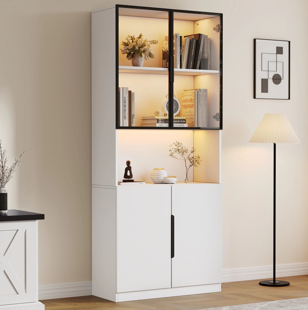 Vetrina moderna con ante in vetro e illuminazione LED